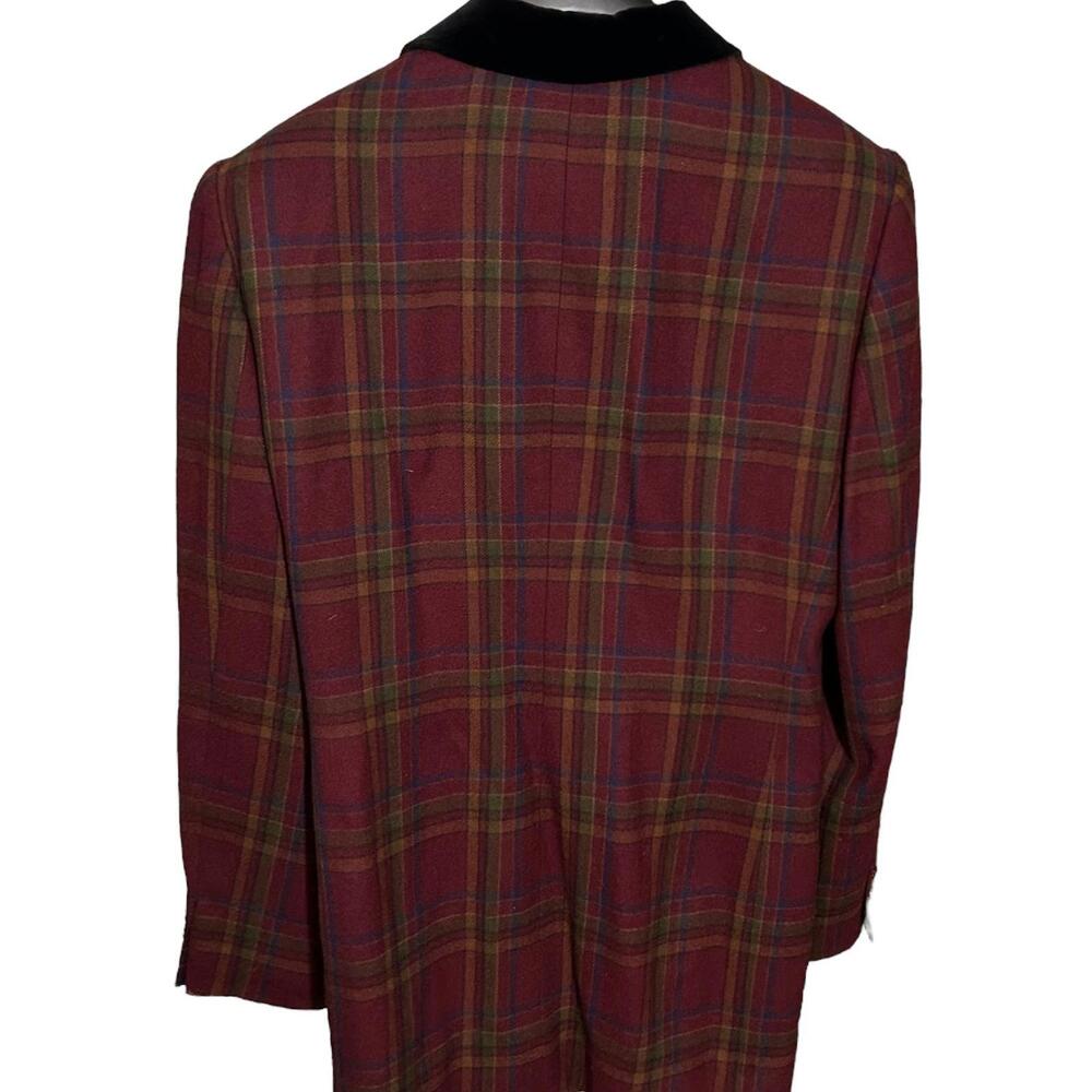 VALERIE STEVENS Womens (14) Pure Wool Burgundy Plaid Blazer Jacket - Lined - Picture 2 of 9